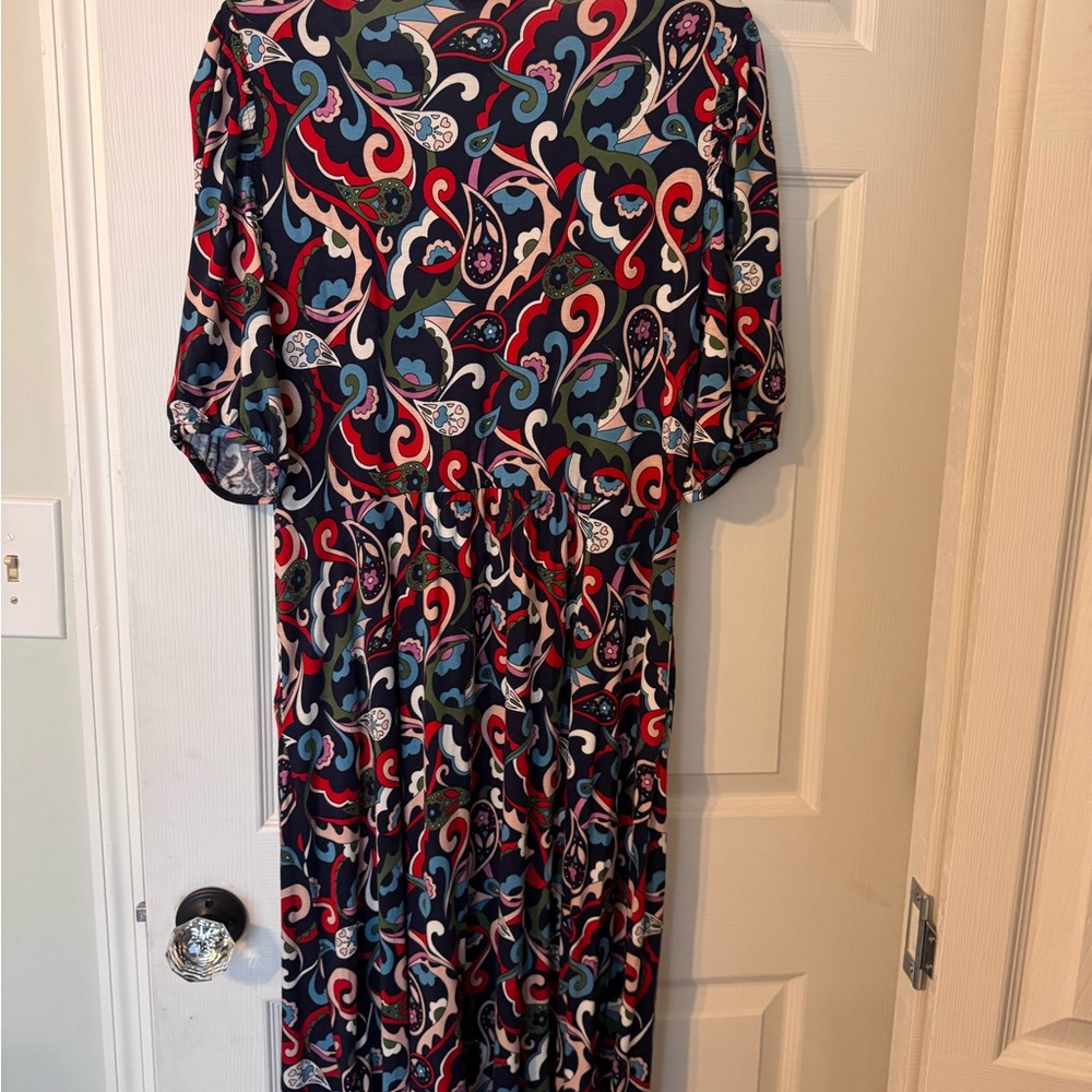 Boden Vibrant Long Sleeve Paisley Dress